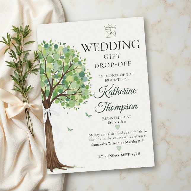 Convites Tema de Árvore do Dinheiro Presente Comunitário Ch (money tree wedding couple shower community gift drop off classy modern elegant)