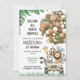 Convites Tema de Balão Branco Verde Chamado Personalizado