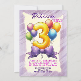 Convites Tema de Balão de 3º Aniversário
