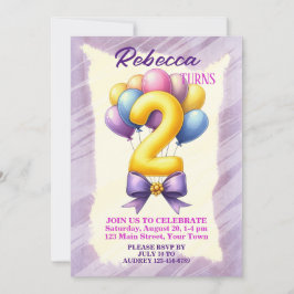 Convites Tema de Balão de Aniversário de 2 Anos