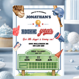 Convites Tema de beisebol Ano de iniciante Primeiro anivers
