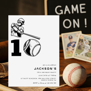 Convites Tema de Beisebol Moderno para Menino de 10 Anos de