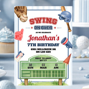 Convites Tema de beisebol Swing On Over Aniversário