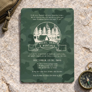 Convites Tema de Caça Camuflado para Festa de Despedida de