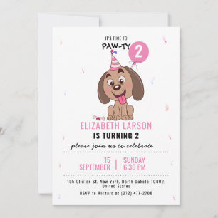 Convites Tema de Cachorrinho Celebração de Aniversário Infa