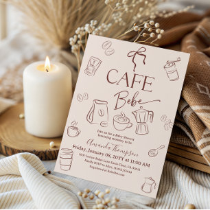Convites Tema de Café Bege Arco Café Bebe Chá de Bebê