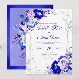 Convites Tema de Casamento Azul Real e Roxo