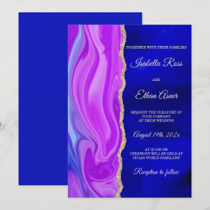 Convites Tema de Casamento Azul Real e Roxo