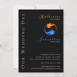 Convites Tema de Casamento com Chama Gêmea - Preto-