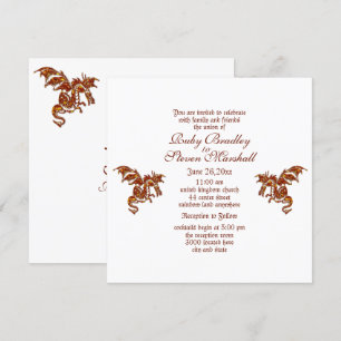 Convites Tema de Casamento da Fantasia Branca com Dragão Fl