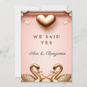 Convites 🌸 Tema de Casamento de Cisne Dourado Rosa 💍