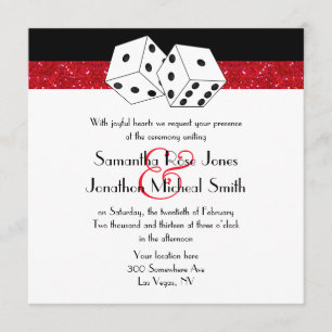 Convites Tema De Casamento De Las Vegas Ruby Red Faux Glitt