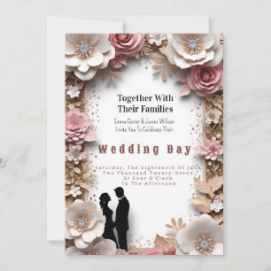 Convites 🌸 Tema de Casamento de Primavera Floral Pêssego �