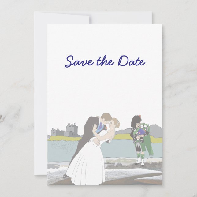 Convites Tema de Casamento Escocês, Celta Save the Date (Frente)