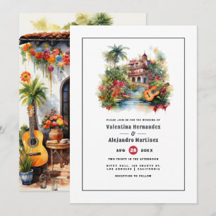 Convites Tema de Casamento Fiesta Mexicano com Aquarela Vib