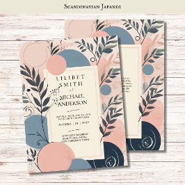 Convites Tema de Casamento Japandi Escandinavo Azul