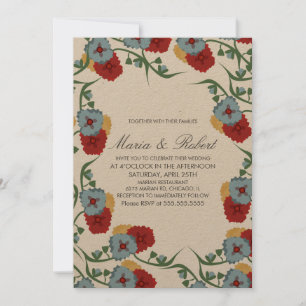 Convites Tema de casamento mexicano com folhagem de videira