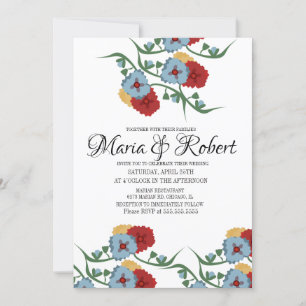 Convites Tema de casamento mexicano com folhagem floral vin