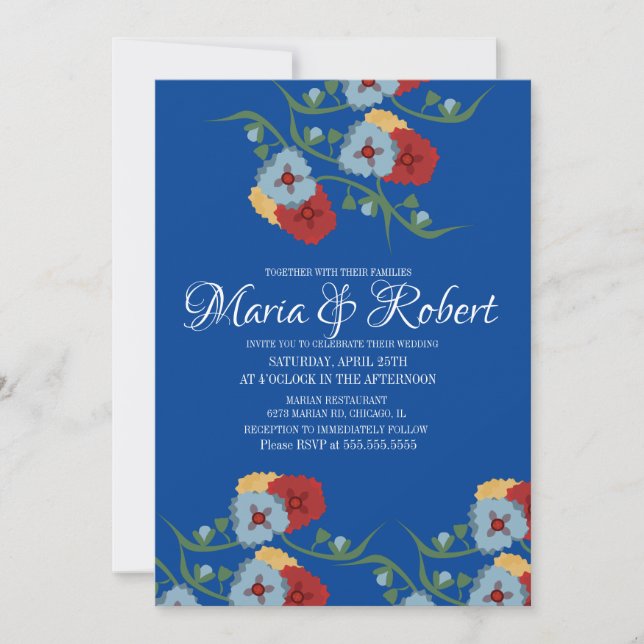 Convites Tema de casamento mexicano com folhagem vinha flor (Frente)