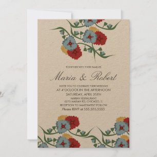 Convites Tema de casamento mexicano verde videira floral Kr