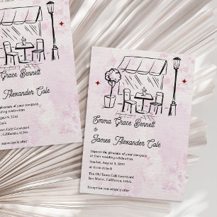 Convites Tema de Casamento Romântico Bistrô de Pátio Elegan