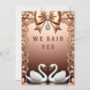 Convites 🌸 Tema de Casamento Rose Gold White Swans 💖