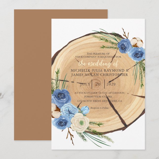 Convites Tema de Casamento Rustic Woodland (Frente/Verso)