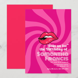Convites Tema de Celebração de Aniversário Retro Vibrante
