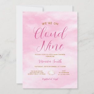 Convites Tema de Chá de Bebê Nuvem Nove Rosa Elegante