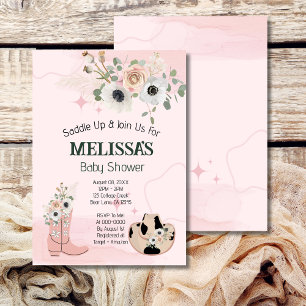 Convites Tema De Chá de fraldas Rústico De Cowgirl