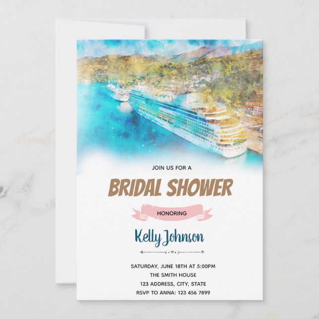 Convites tema de chá de noiva de cruzeiro (Frente)