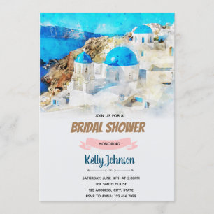 Convites tema de chá de noiva de Santorini