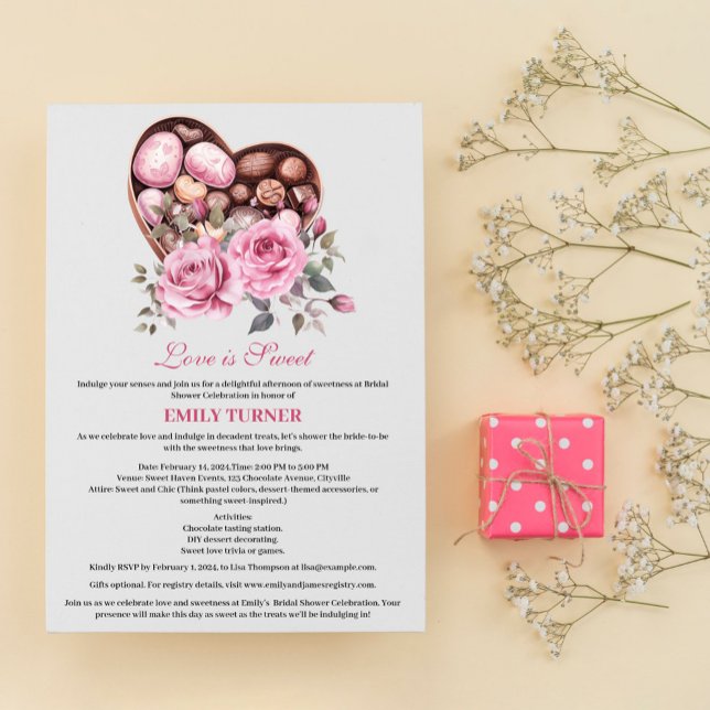 Convites Tema de Chuva de Noiva Doce Amor de São Valentão (Criador carregado)