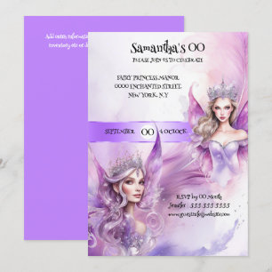 Convites Tema de conto de fadas da princesa mítica roxa