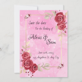 Convites Tema de cor grená com rosa