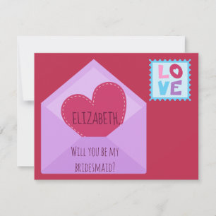 Convites Tema de Coração Bonito Proposta de Bridesmaid