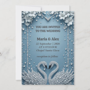 Convites Tema de Decoração de Casamento Casal Cisne Azul 💍
