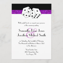Convites Tema de Dice Casada de Las Vegas Roxo Faux Glitter