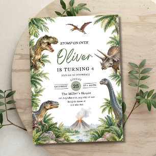 Convites Tema de Dinossauro Aniversário T Rex Meninos