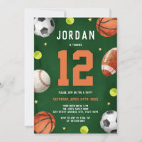 Tema de Esportes para Meninos Laranja Verde Festa