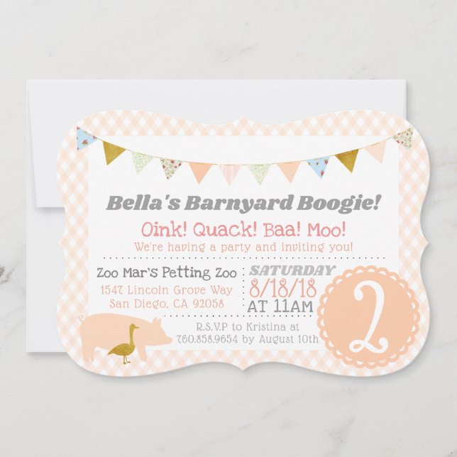 Convites Tema de Fazenda de Barnyard Boogie (Frente)