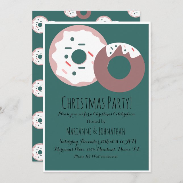 Convites Tema de Feriado da Rosquinha de Natal (Frente/Verso)