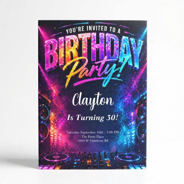 Convites Tema de festa de aniversário de DJ de música (Criador carregado)