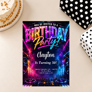 Convites Tema de festa de aniversário de DJ de música