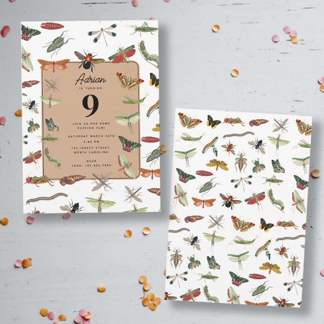 Convites Tema de Festa de aniversário de Insetos Coloridos (Criador carregado)