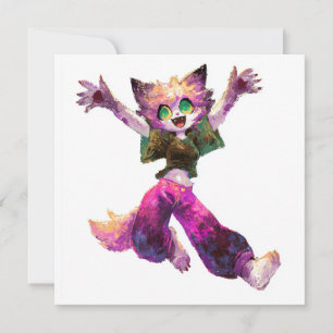 Convites Tema de Festa de Dança de Gato de Cartoon