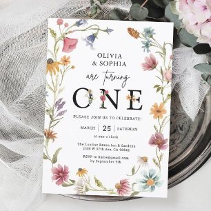 Convites Tema de Flor Selvagem 1rua Gêmeas Festa de anivers