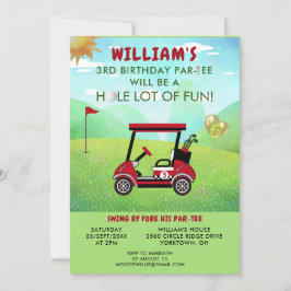 Convites Tema de Golfe aniversário de 3 anos Par-Tee