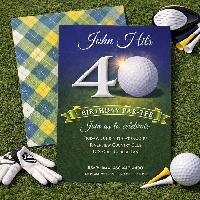 Convites Tema de Golfe para Aniversário de 40 anos (Criador carregado)