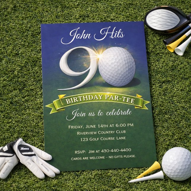 Convites Tema de Golfe para Aniversário de 90 anos (Criador carregado)